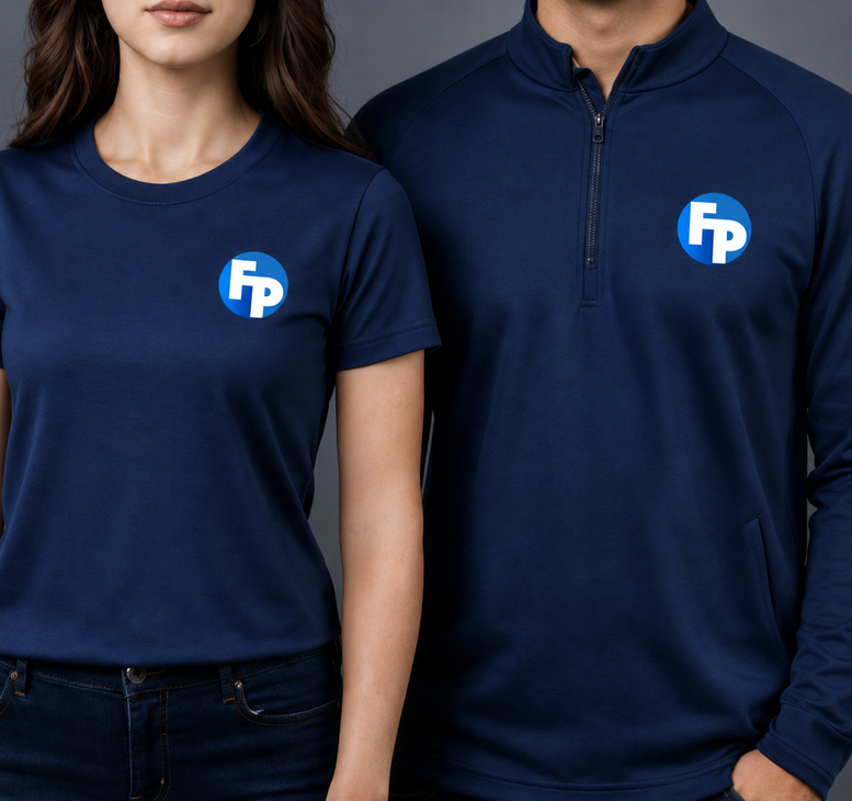 Models in navy branded apparel